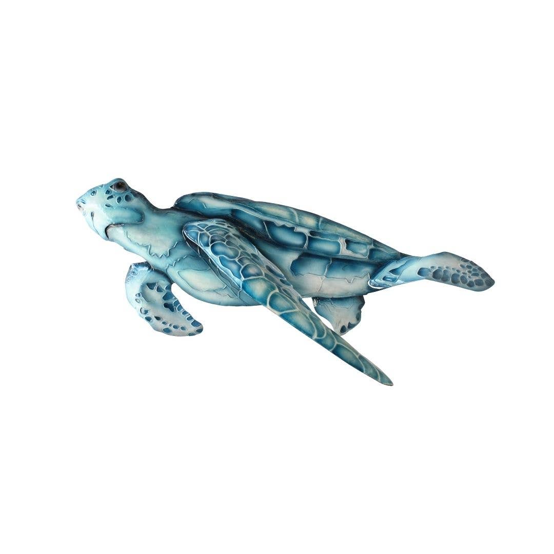 DARLIN - Capiz Blue Turtle Swim Left Wall Art