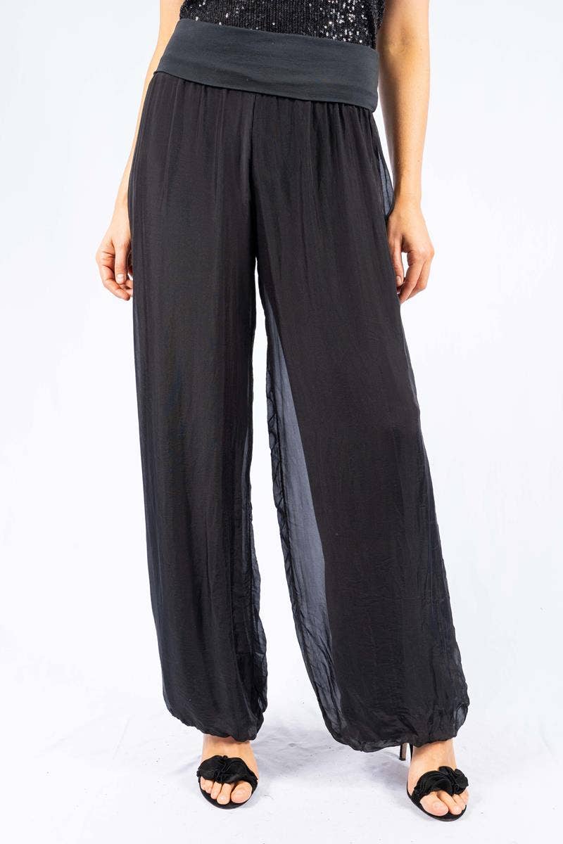 The Italian Closet - Faustina - Black - Italian Silk Pants