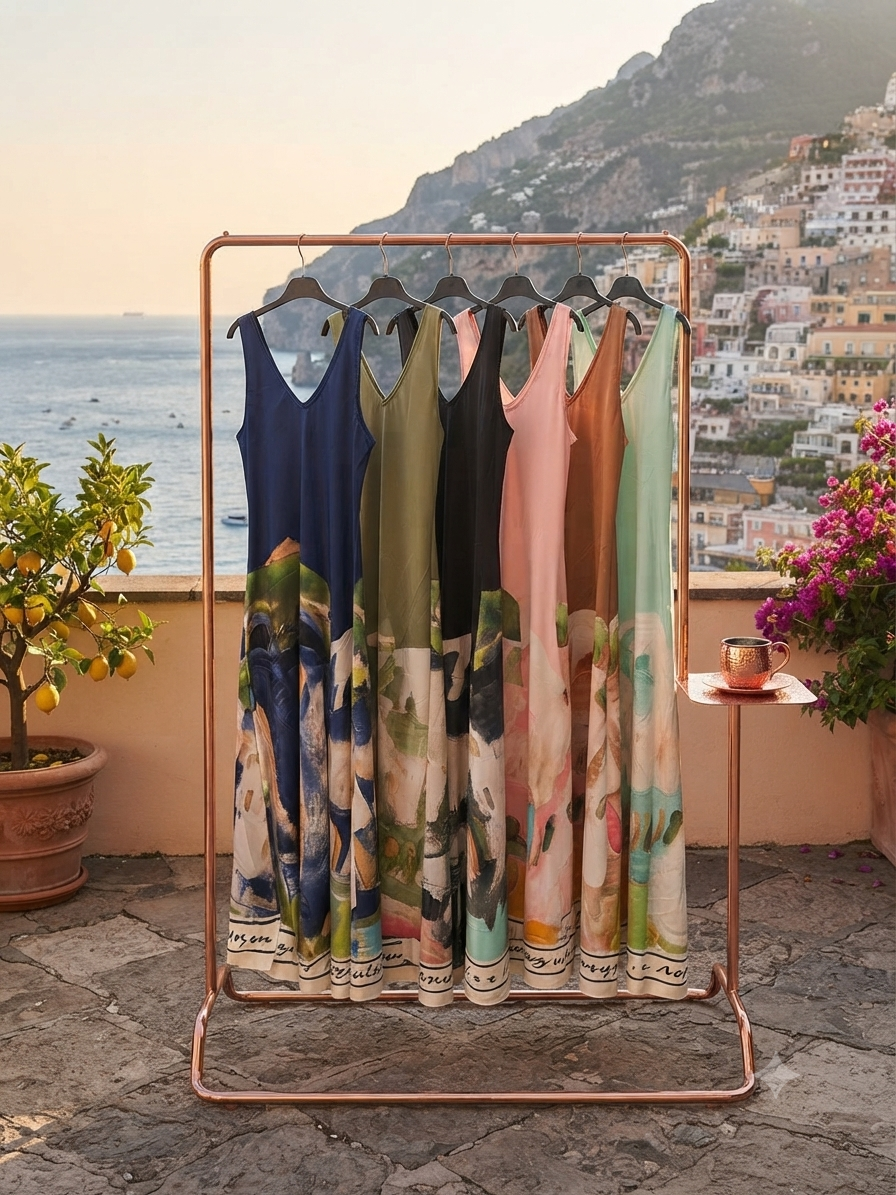 Take me to Italy - O/S Italian Silk WIDE STRAP V-Maxi Dress -ROSE PINK