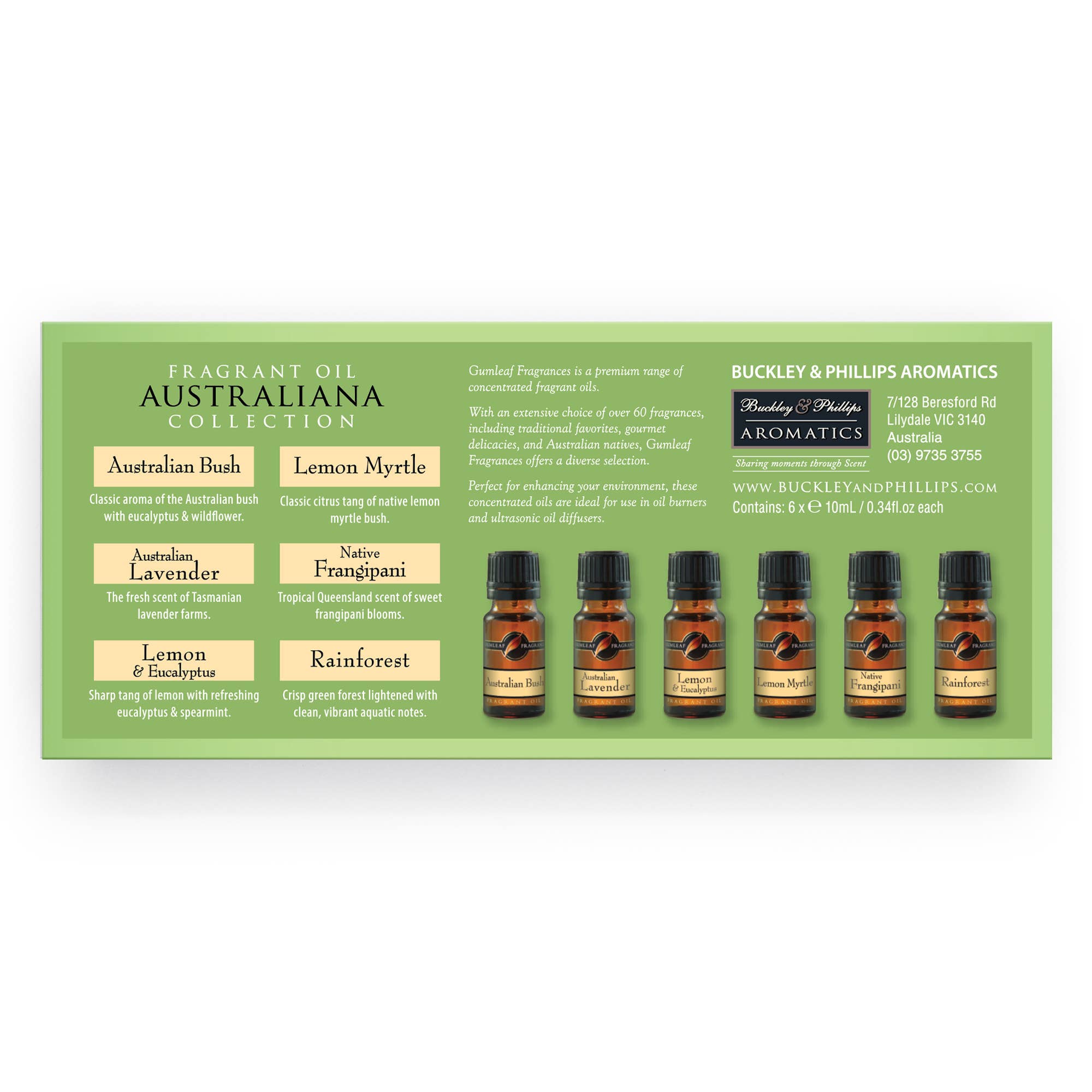 Buckley & Phillips Aromatics - Australiana Fragrant Oil 6-Pack Box Set