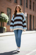 The Italian Closet - Lele- Chocolate Stripe- wool mix chunky stripe sweater