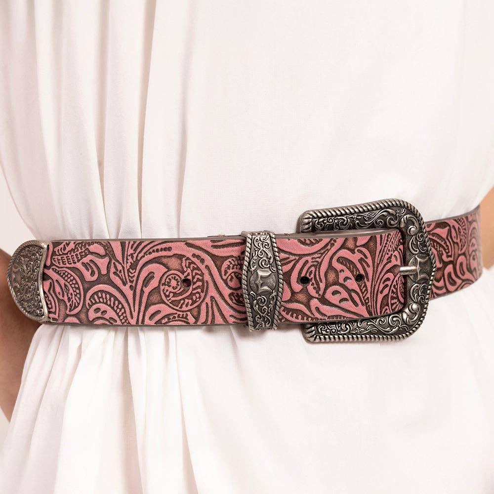 Myra Bag - Loyal West Sophia Belt-Pink Floral Leather - L