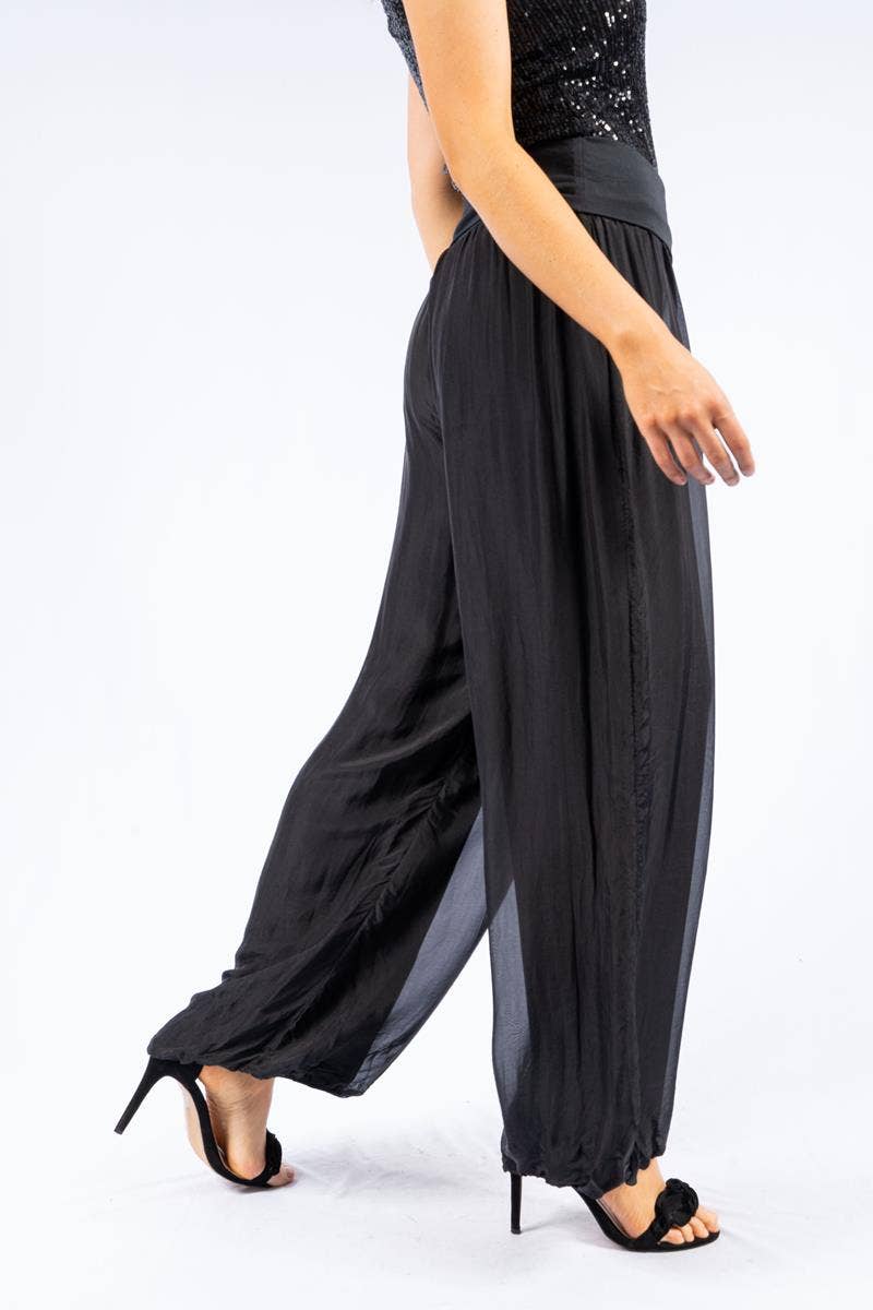 The Italian Closet - Faustina - Black - Italian Silk Pants