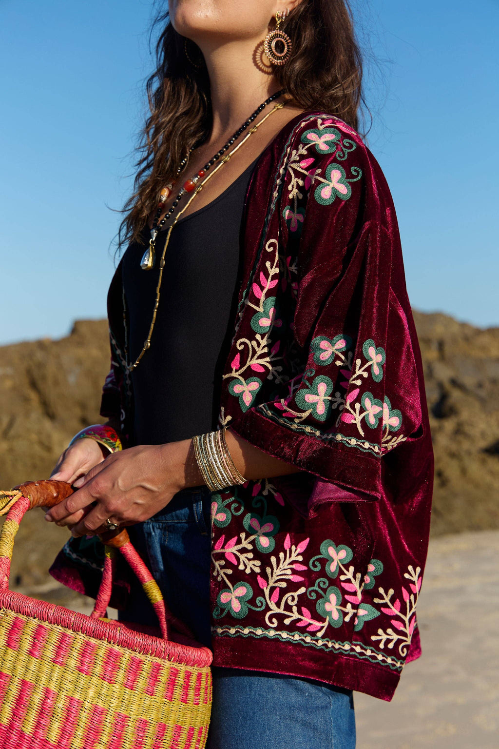 Velvet Kimono Jacket Bondi Embroidery