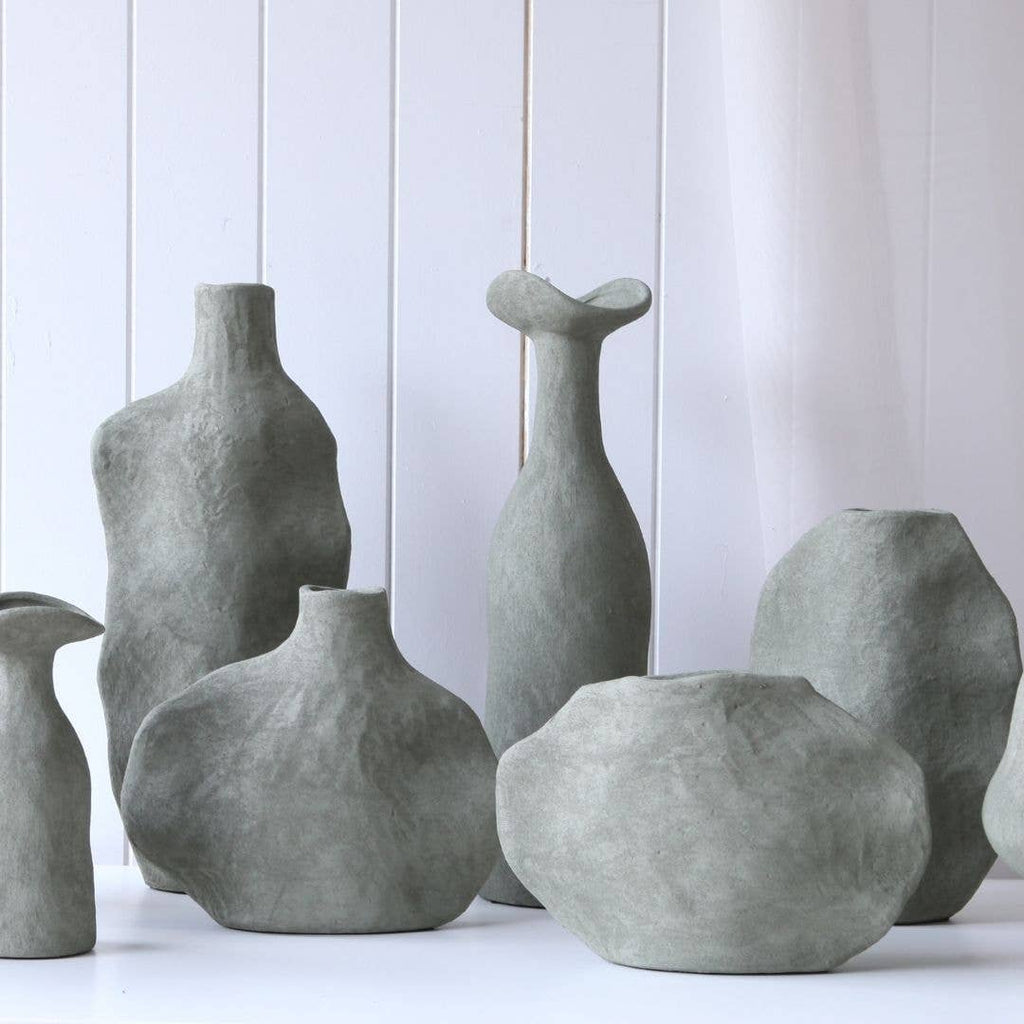 DARLIN - Noma Vases - Moss Stone - (L) 28 cm Tall x 19.5 cm Wide x 9.5 cm Thick