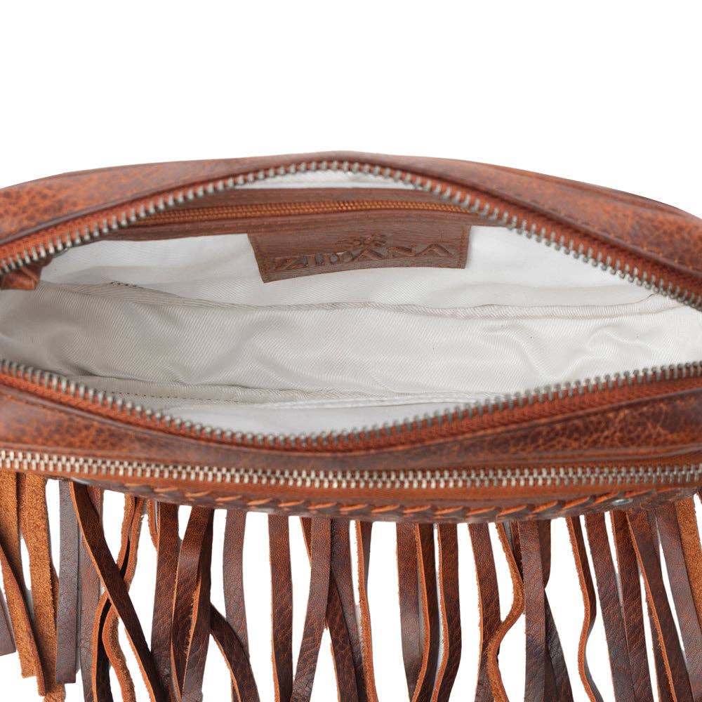 Myra Bag - Myra Zidana Stormy Trails Fringed Veg Tanned Leather Bag in Vintage Ember - Vintage Ember