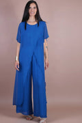 The Italian Closet - Avida- Royal Blue-short sleeved side drape silk top