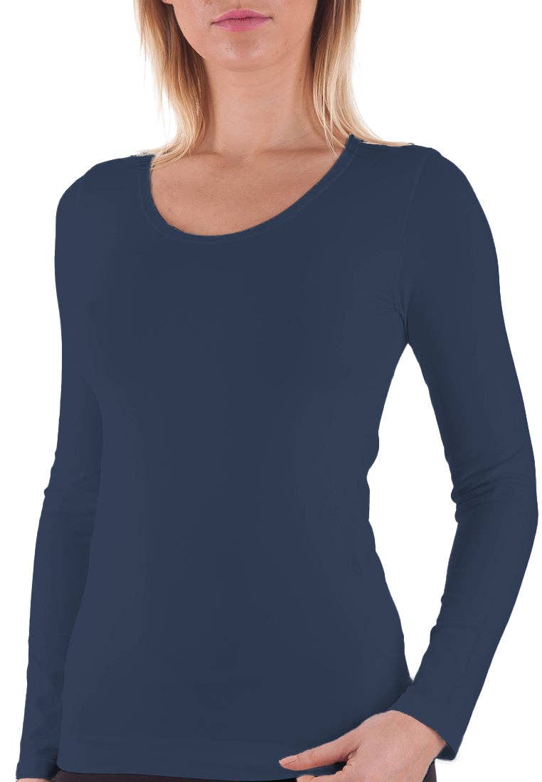 Bellissima - BELLISSIMA Seamless Round Neck Long Sleeve - Black / M/L