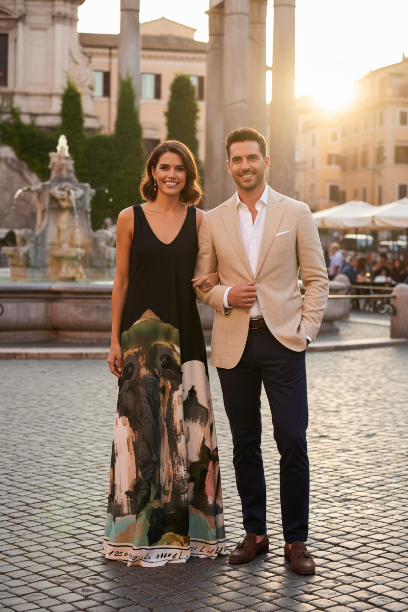 Take me to Italy - O/S Italian Silk WIDE STRAP V-Maxi Dress -BLACK