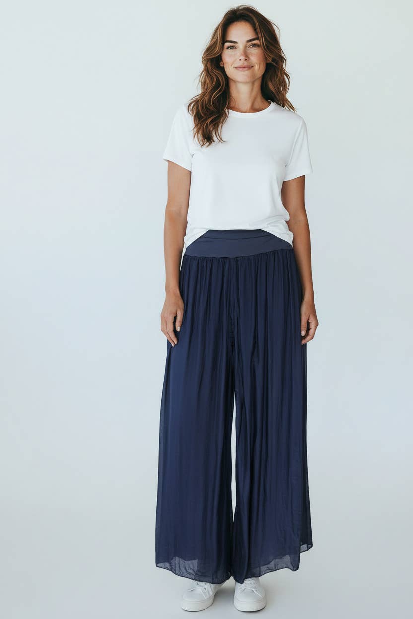 The Italian Closet - Keres- Navy- Silk pant with soft band