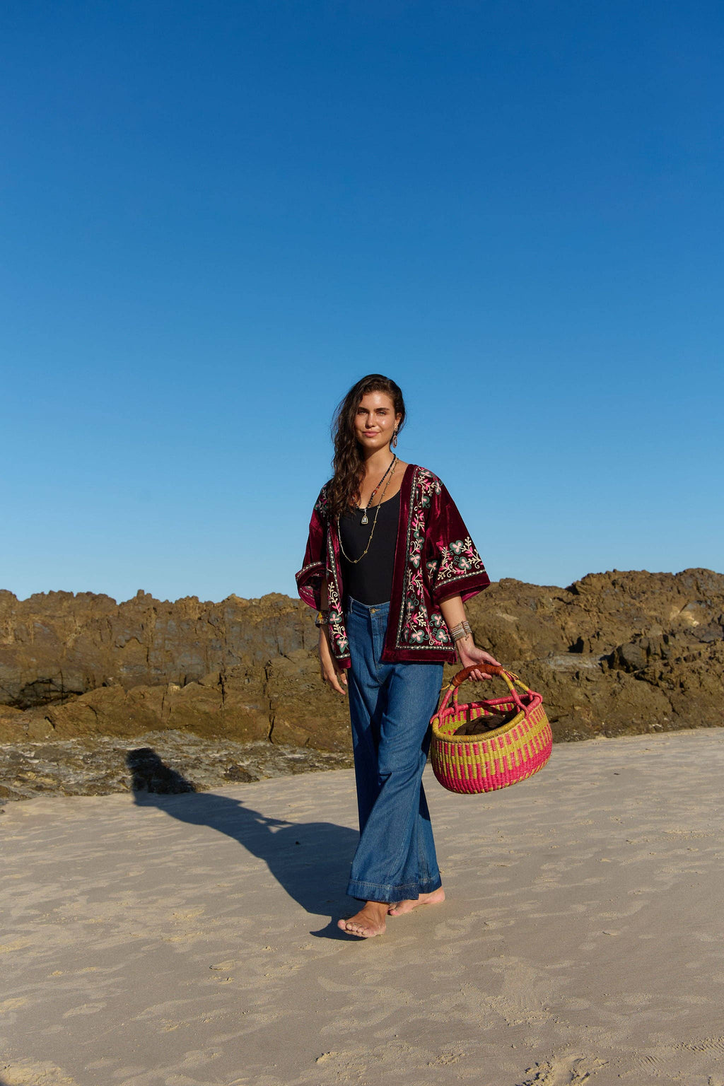 Velvet Kimono Jacket Bondi Embroidery
