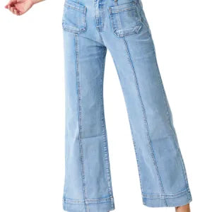 Seam Front Patch Pocket Jean - Light Blue