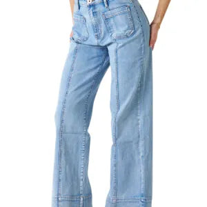 Seam Front Patch Pocket Jean - Light Blue