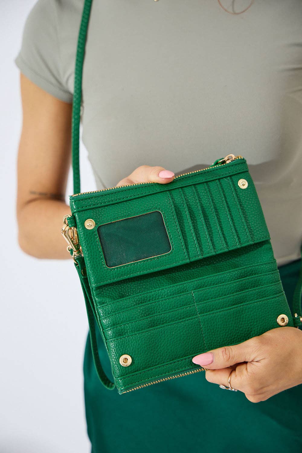Nakoa The Label - Vegan PU Leather New Haven Crossbody Wallet - Emerald Green