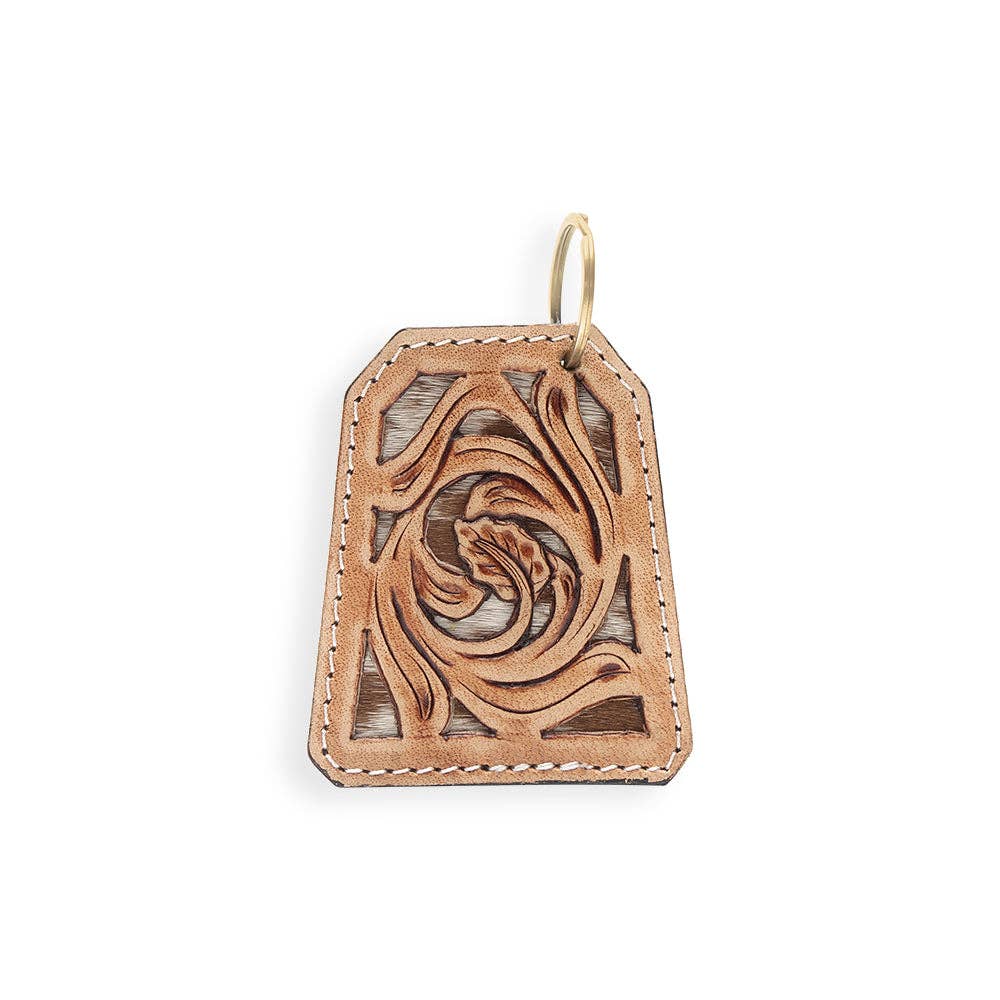 Myra Bag - Whirl Hand-tooled Leather Key Fob