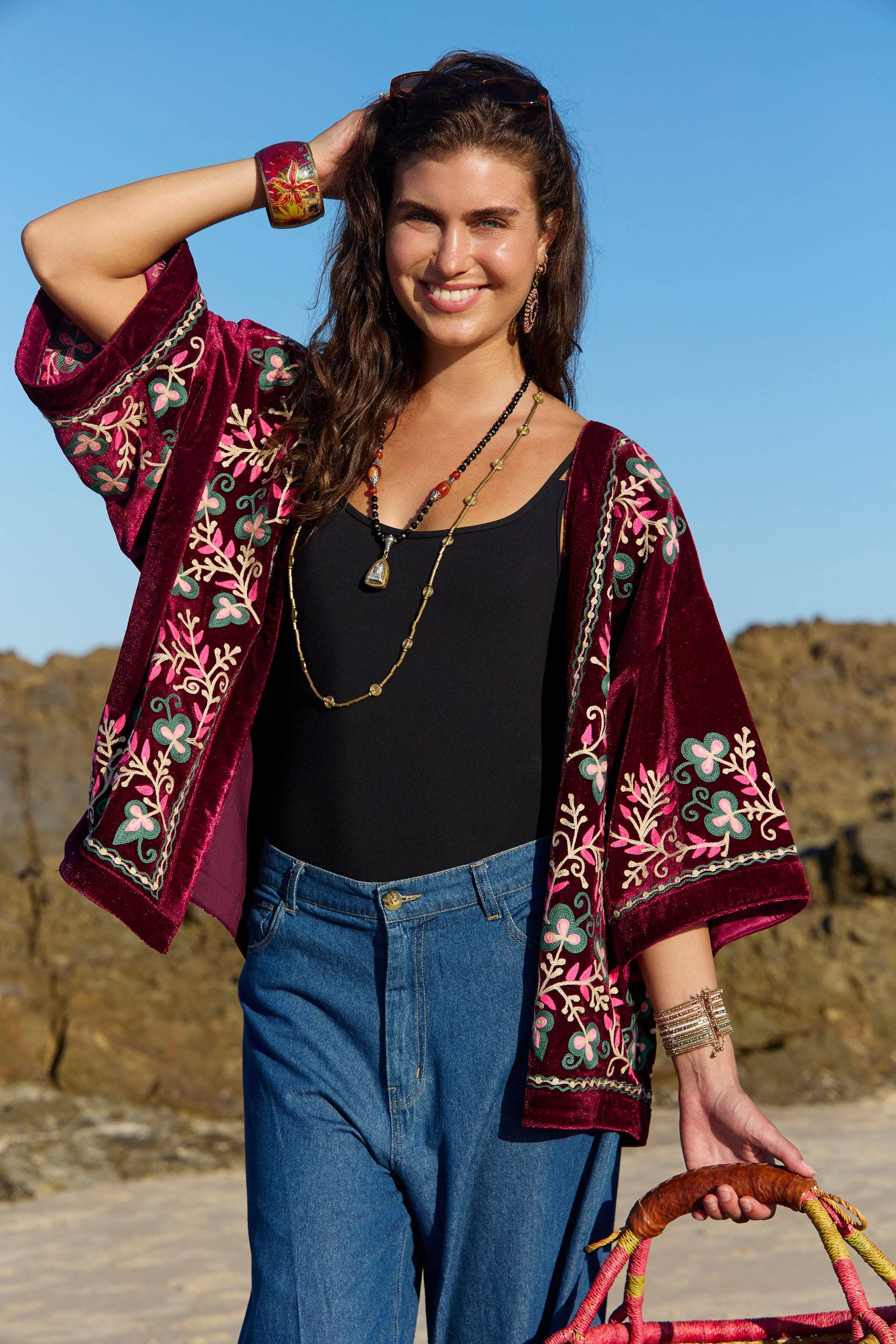 Velvet Kimono Jacket Bondi Embroidery
