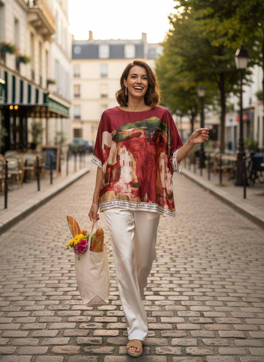 Take me to Italy - Relaxed fit Silk Wine Red Top