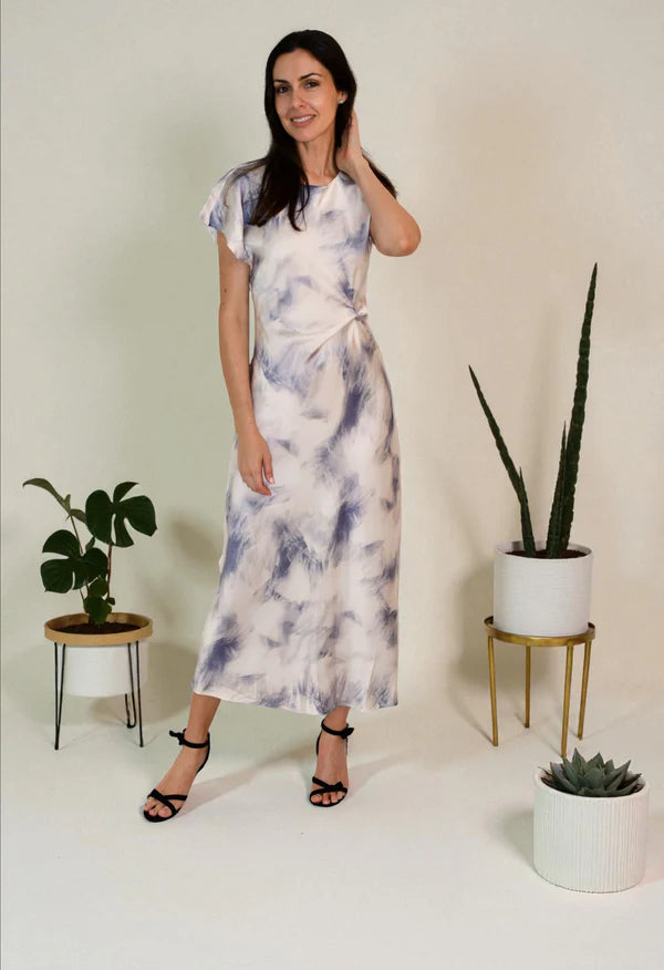 Satin Twist Front Dress - 3 Prints