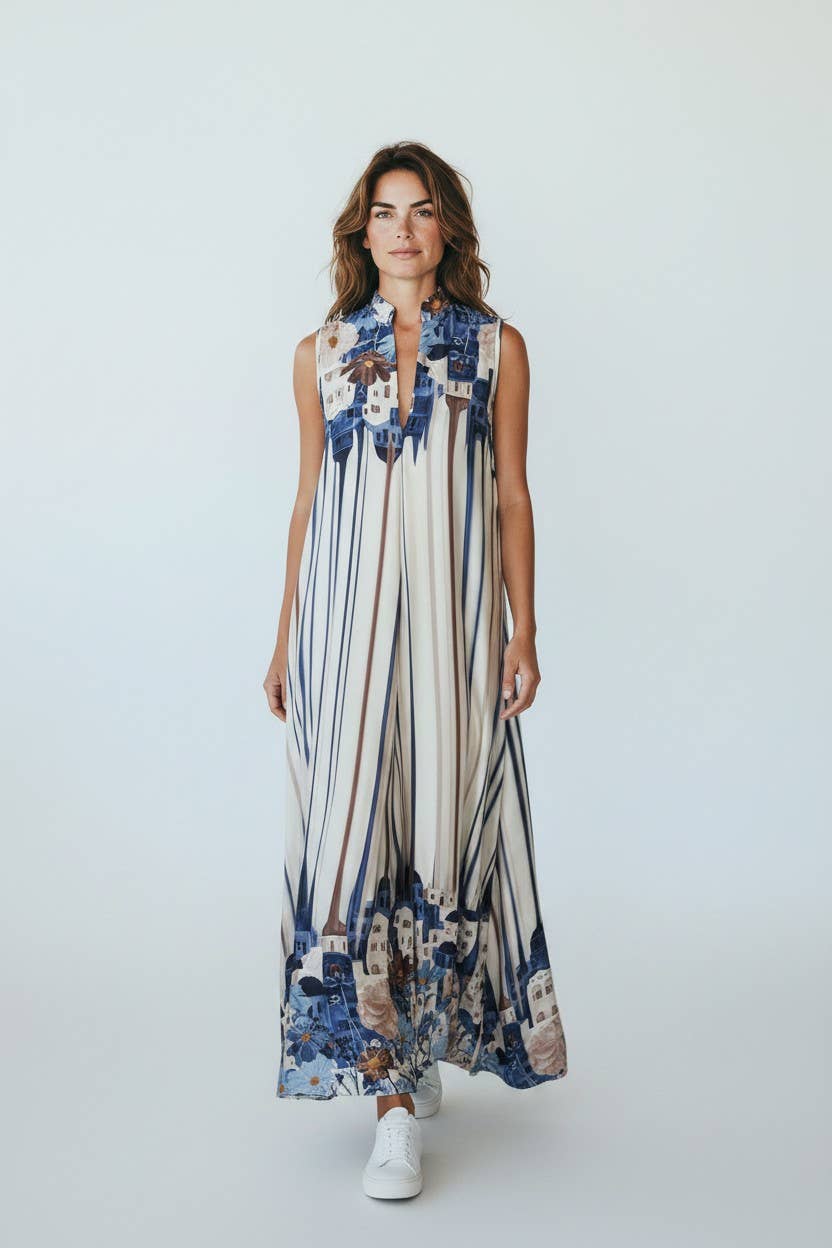 The Italian Closet - Turvey- Navy- silk satin dress with reflection print
