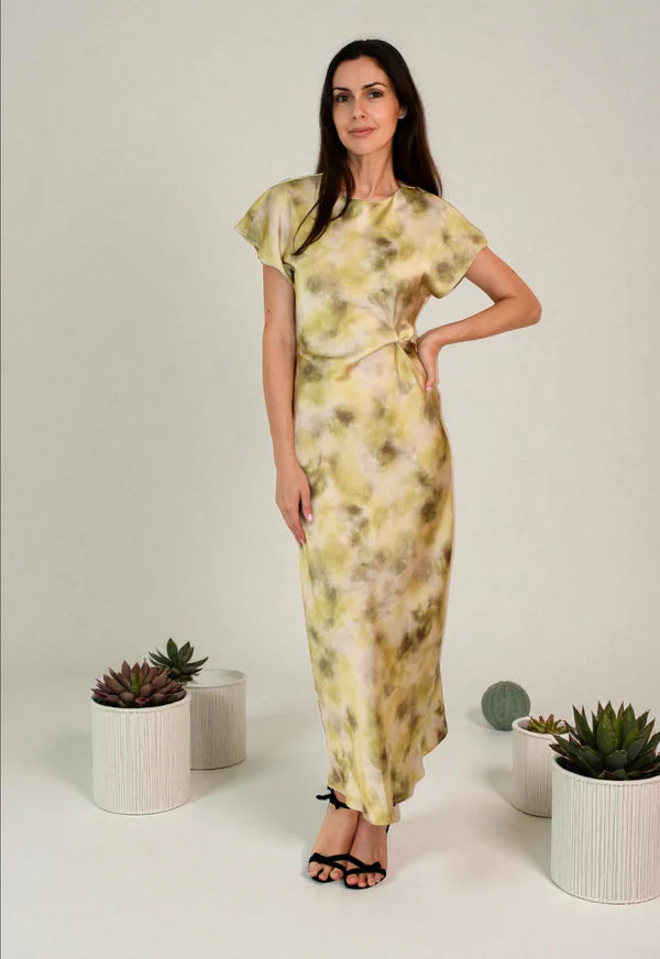 Satin Twist Front Dress - 3 Prints