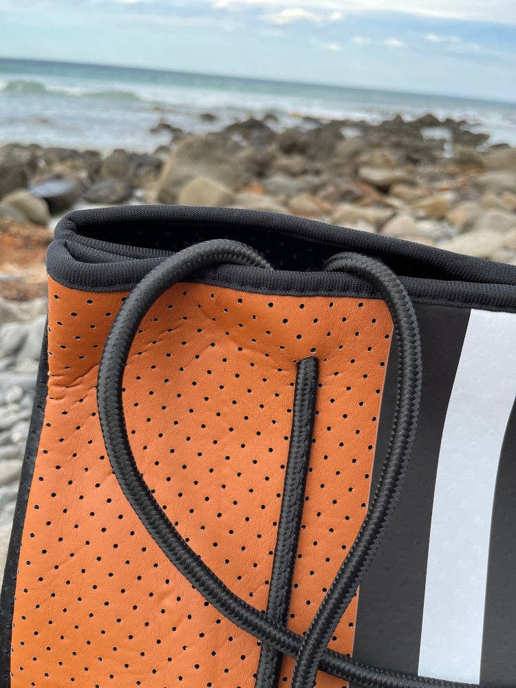 Nakoa The Label - Neoprene Bag - Vegan Tote - 2 Piece Set - Stripe - Tan & Black