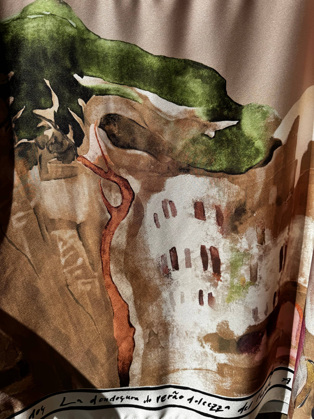 Take me to Italy - Italian Watercolour Relaxed Fit Top-GOLDEN BEIGE- Viscose/ Polyester Blend- O/S - Taupe
