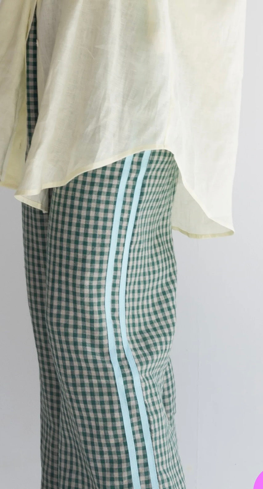Loco Linen - Linen Pant Green Check