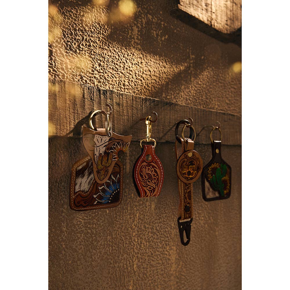 Myra Bag - Buttercup Hand-tooled Leather Key Fob