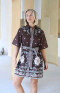 Salty Bright - Short Sleeve Choc/Blue Shirt Dress