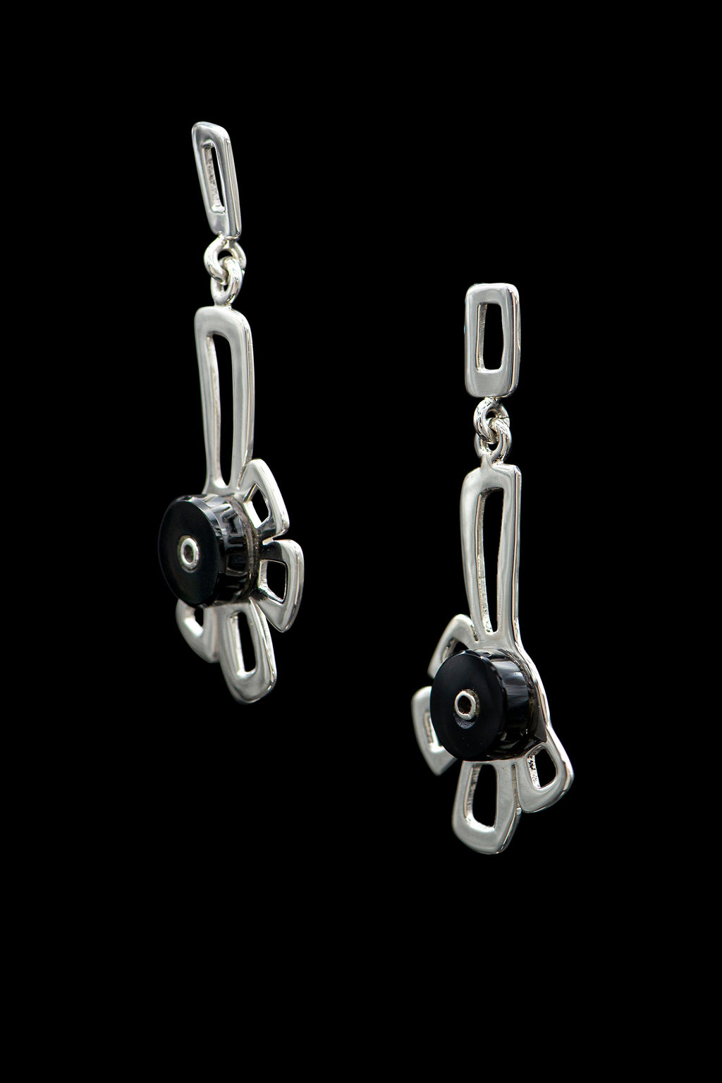 Earrings Gold Obsidian 6896