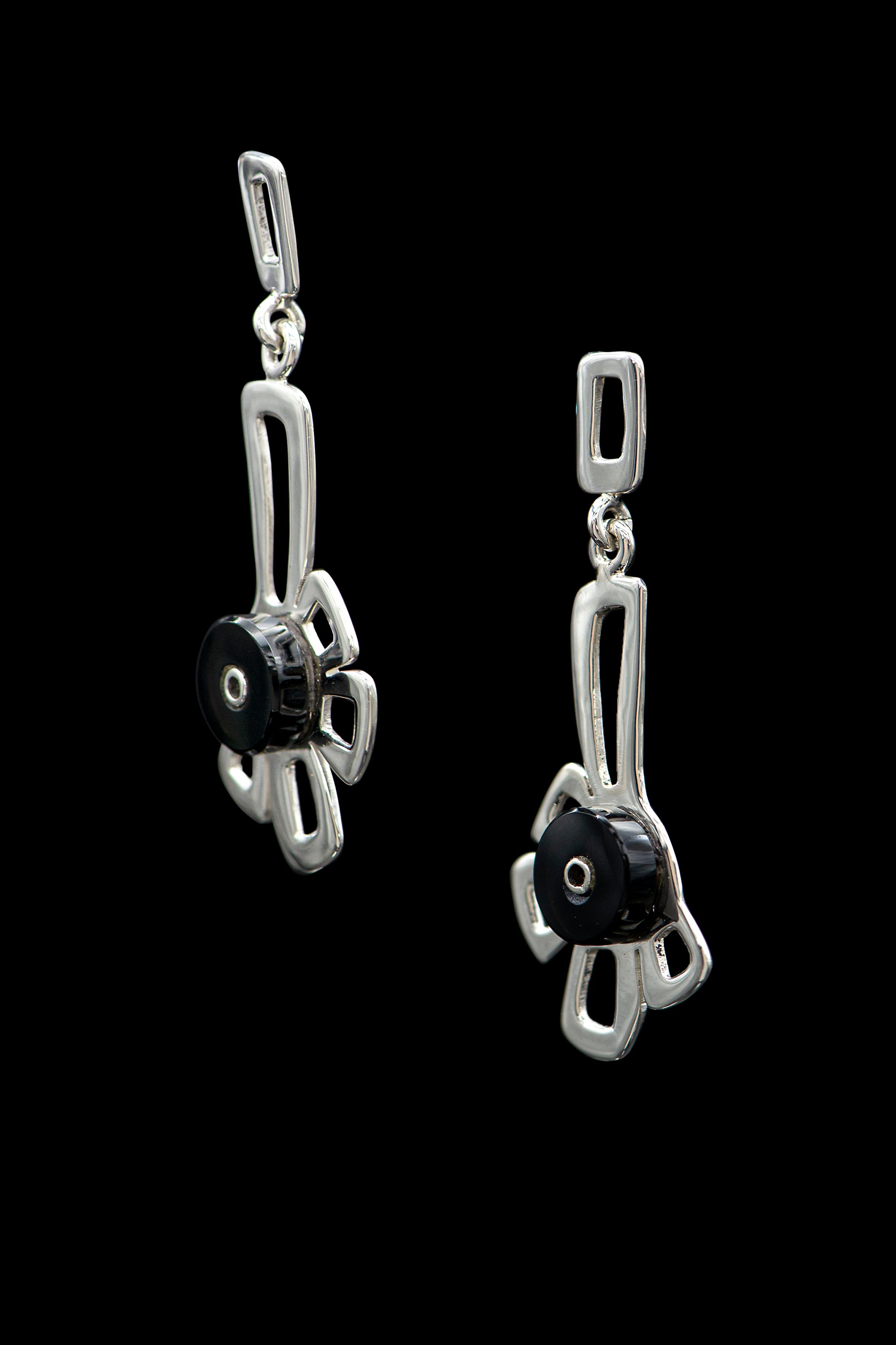 Earrings Gold Obsidian 6896