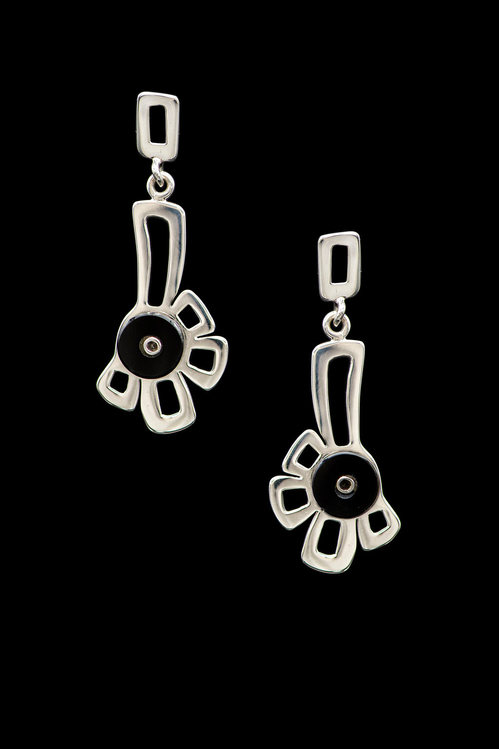 Earrings Gold Obsidian 6896