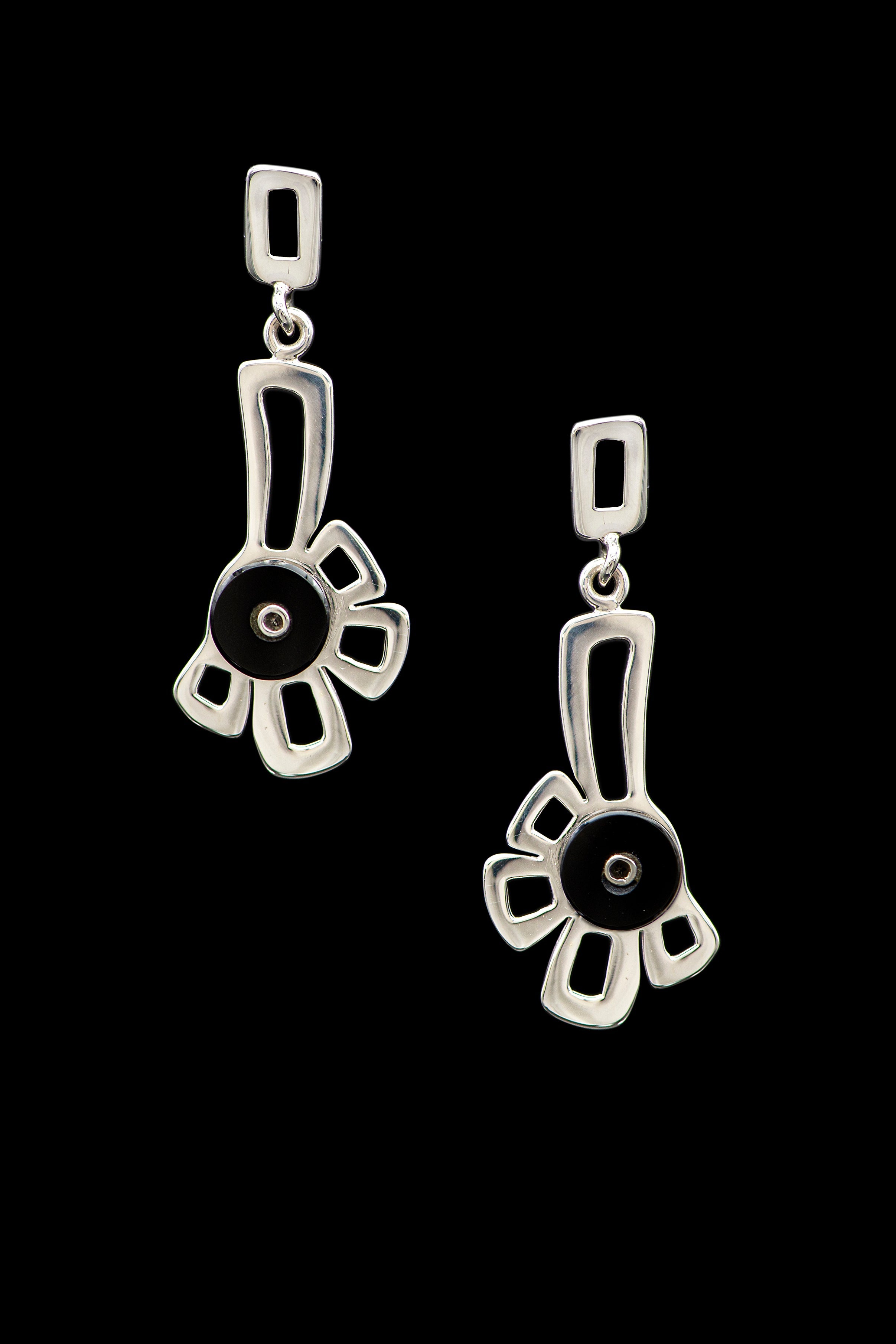 Earrings Gold Obsidian 6896