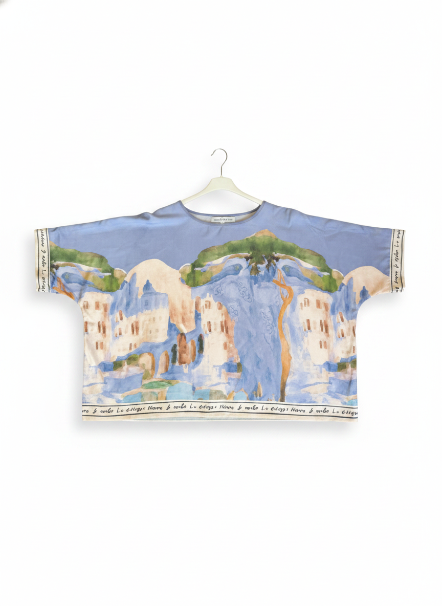 Take me to Italy - Relaxed Fit Silk Azurro Blue Top
