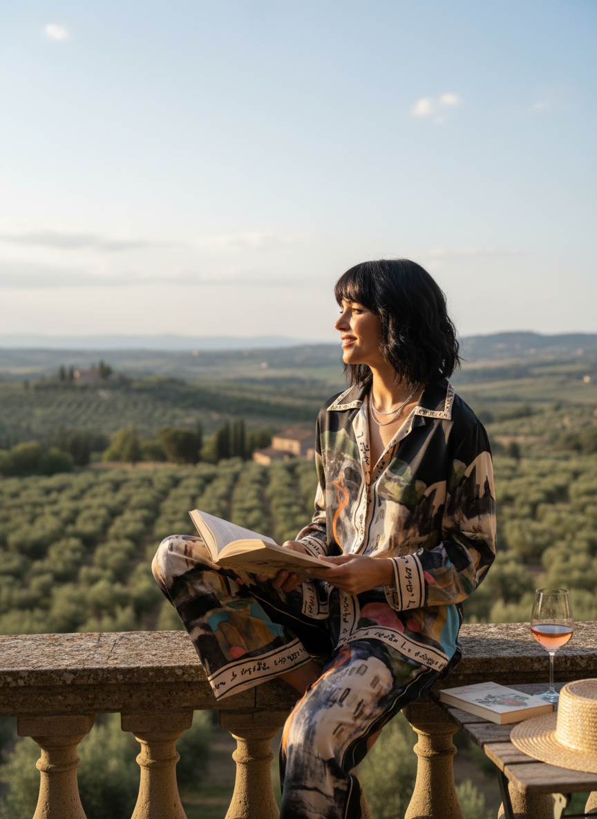 Take me to Italy - Italian Watercolour Pants-Black