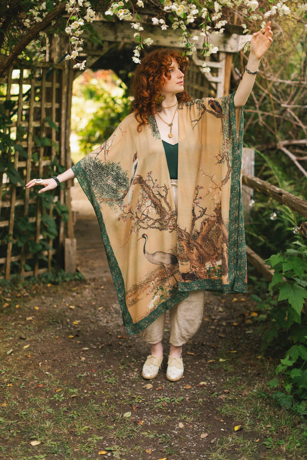Fable Bohemian Goddess Starduster Kimono w/ Deer and Moon