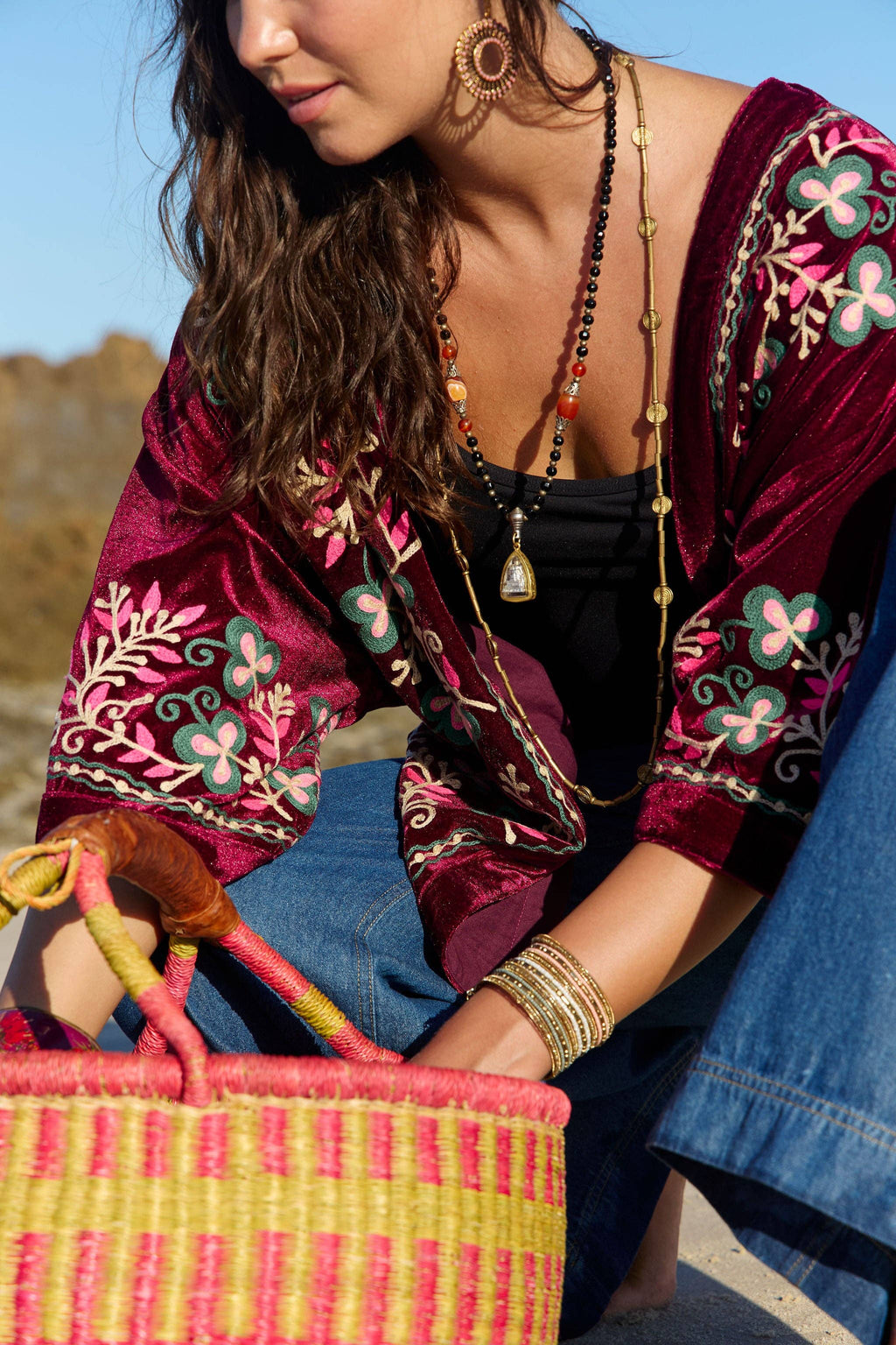Velvet Kimono Jacket Bondi Embroidery