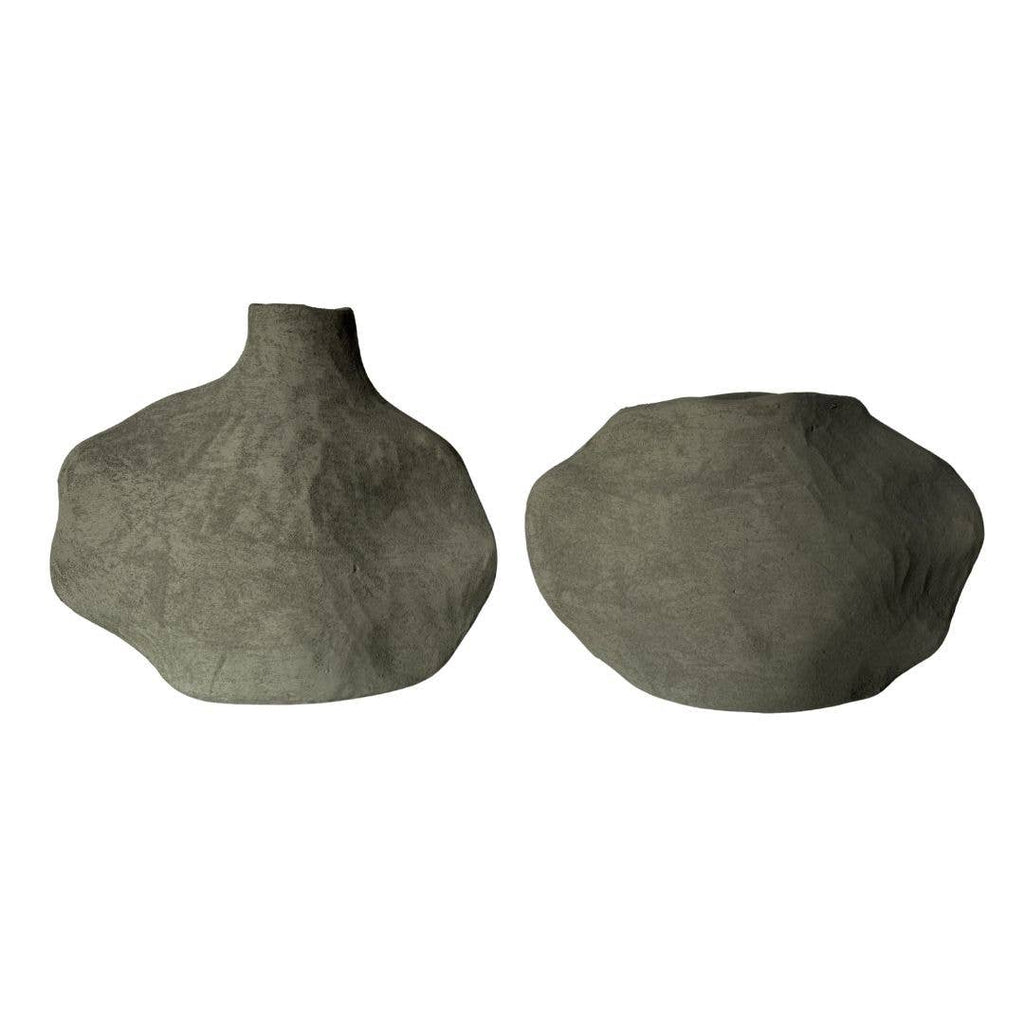 DARLIN - Noma Vases - Moss Stone - (L) 28 cm Tall x 19.5 cm Wide x 9.5 cm Thick