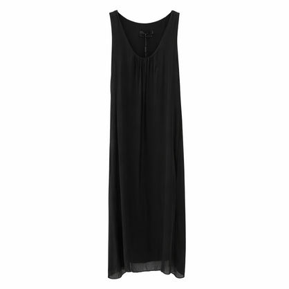 VeraMay - 6796 Nero Black Italian Made & Designed Silk Maxi Dress - S/m ok