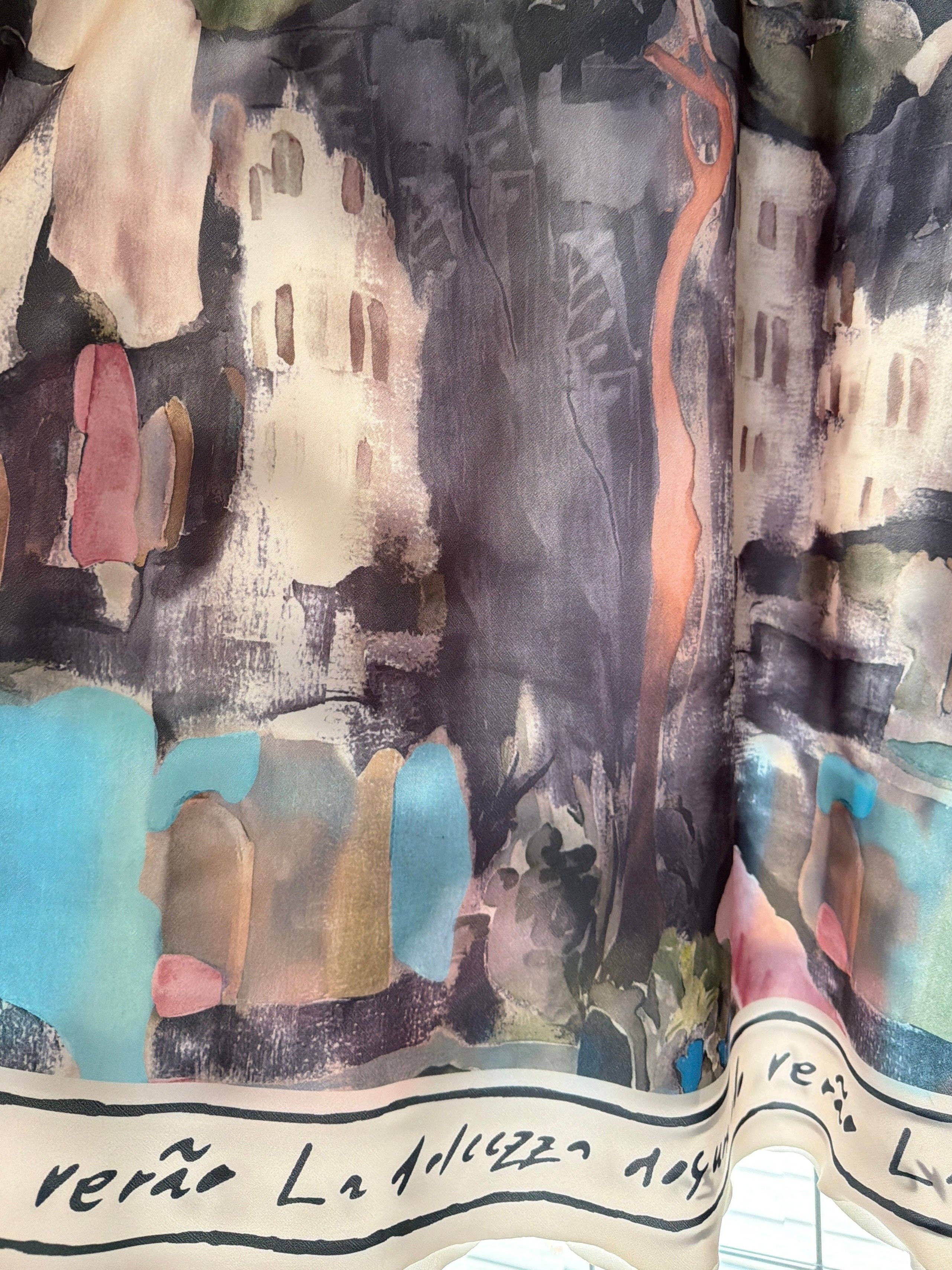 Midi Puglia Watercolour Dress - Black