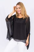 The Italian Closet - Allegra-Black- Classic silk batwing top