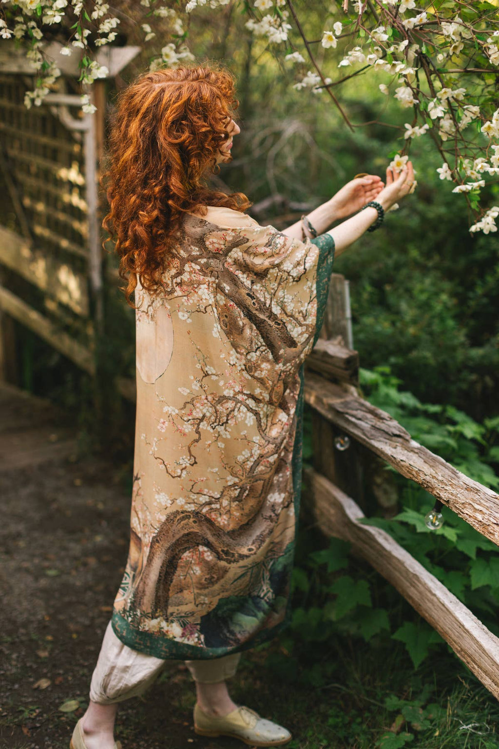Fable Bohemian Goddess Starduster Kimono w/ Deer and Moon