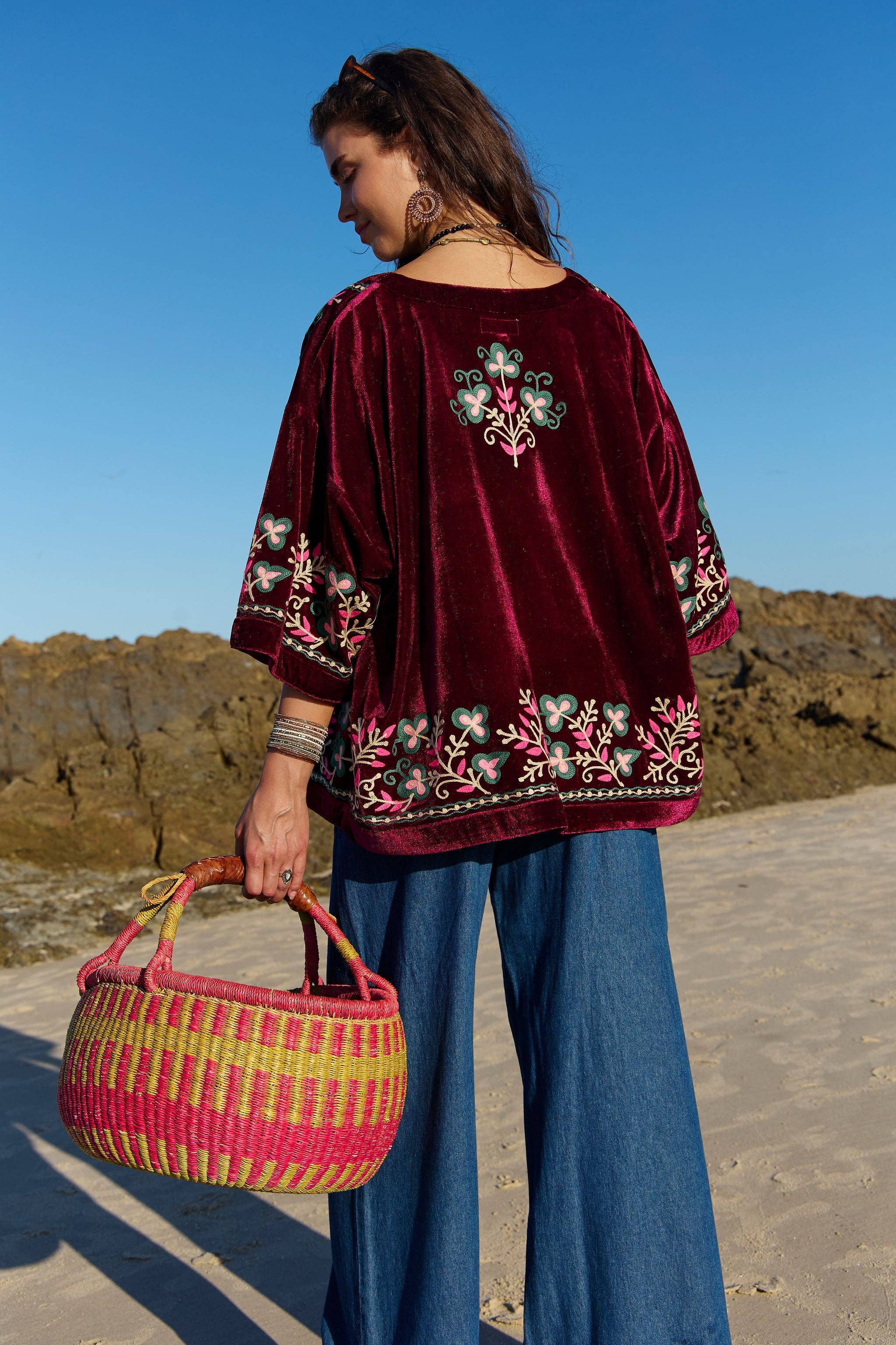 Velvet Kimono Jacket Bondi Embroidery