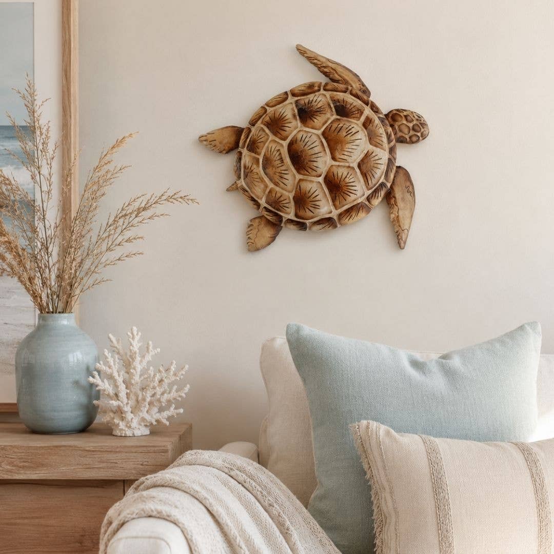 DARLIN - Capiz Brown Turtle Wall Art