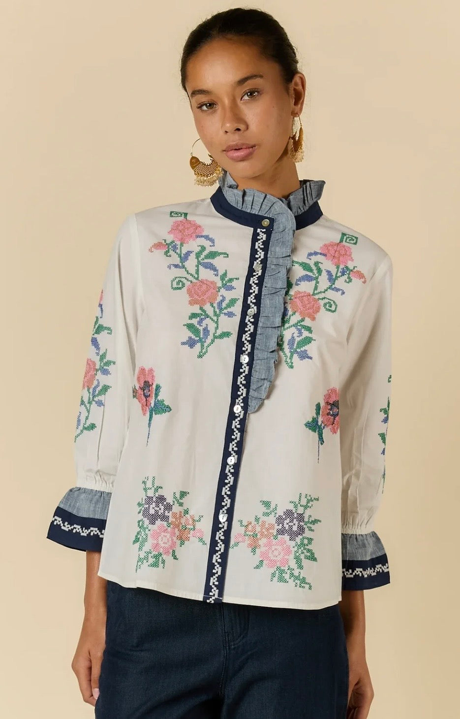 LARA FRILL TOP CREAM