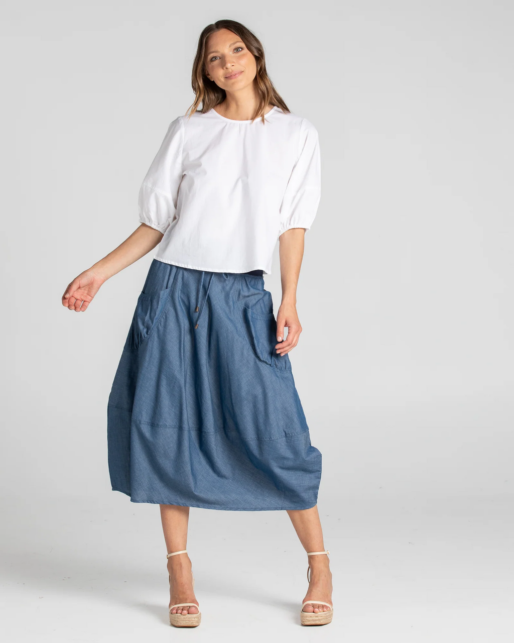 Guru Skirt Basic - Blue Chambray