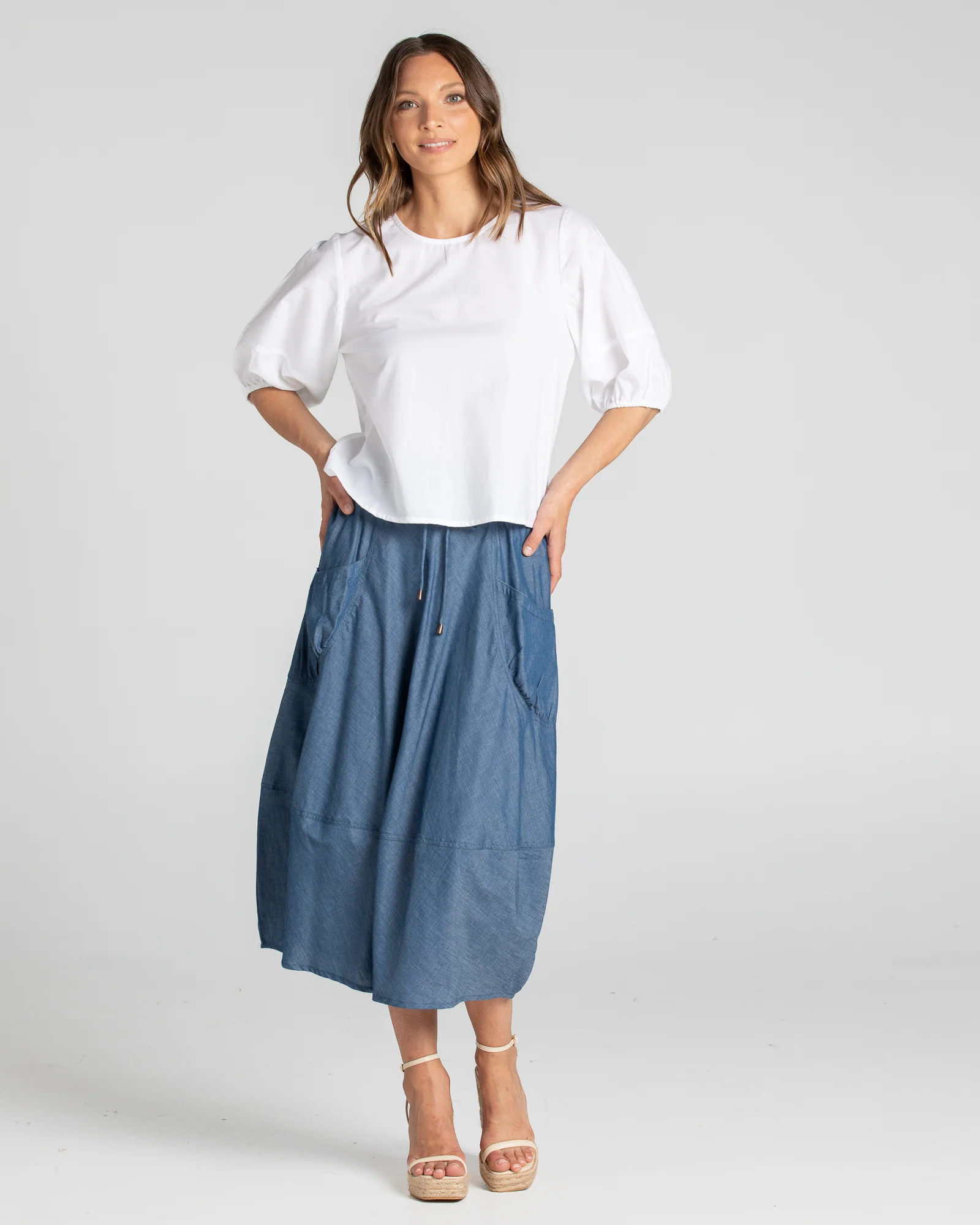 Guru Skirt Basic - Blue Chambray