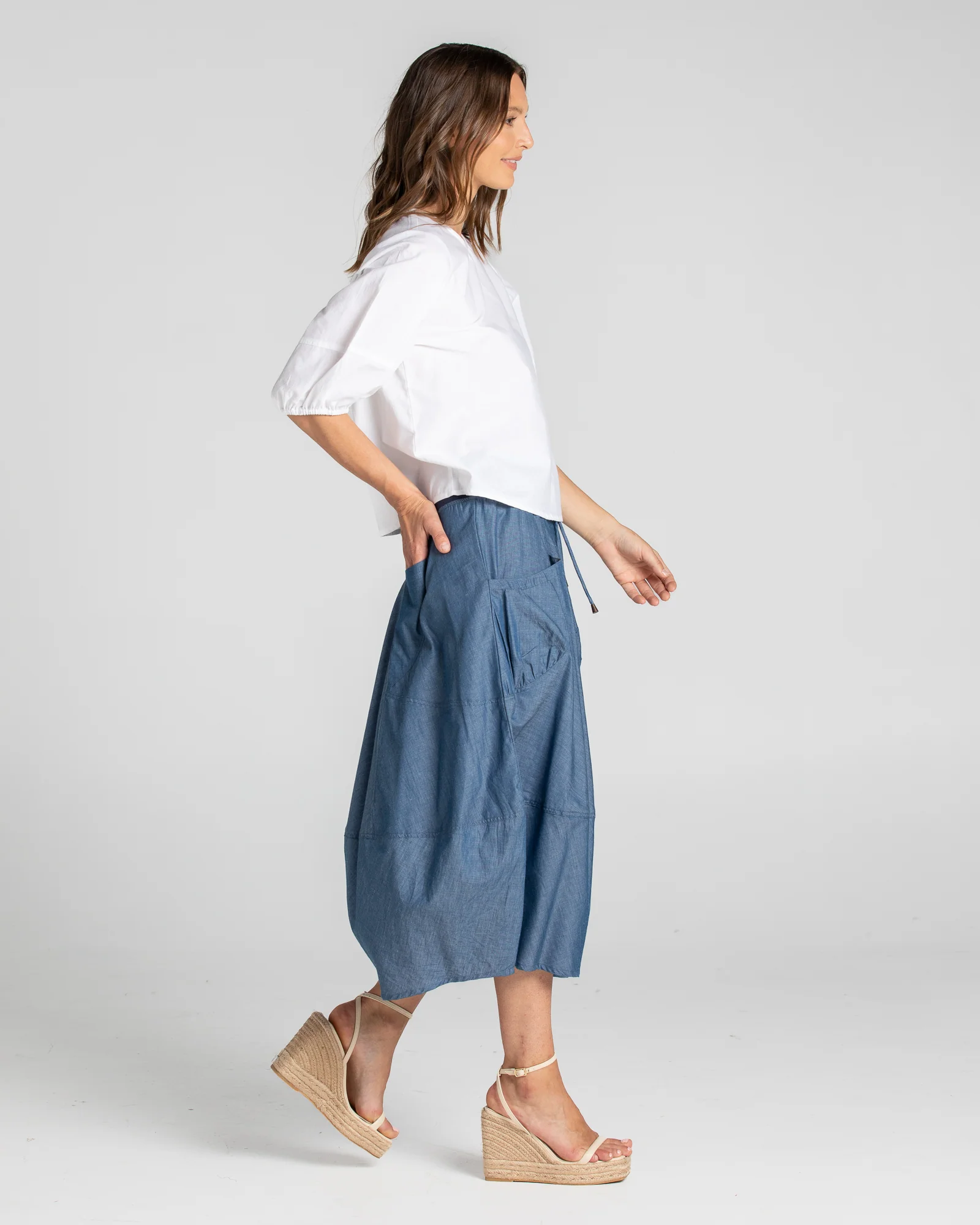 Guru Skirt Basic - Blue Chambray