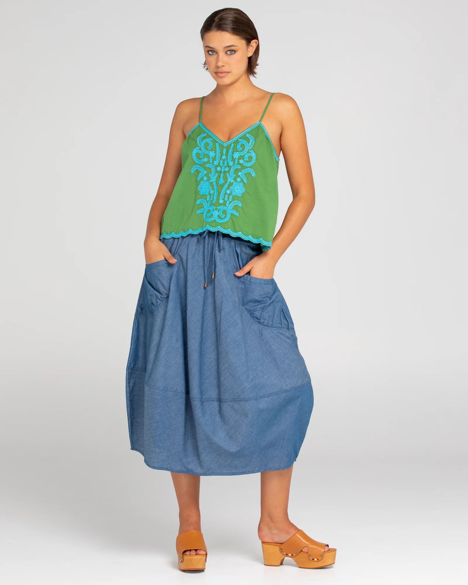 Guru Skirt Basic - Blue Chambray