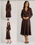 Satin Midi Dress - Chocolate